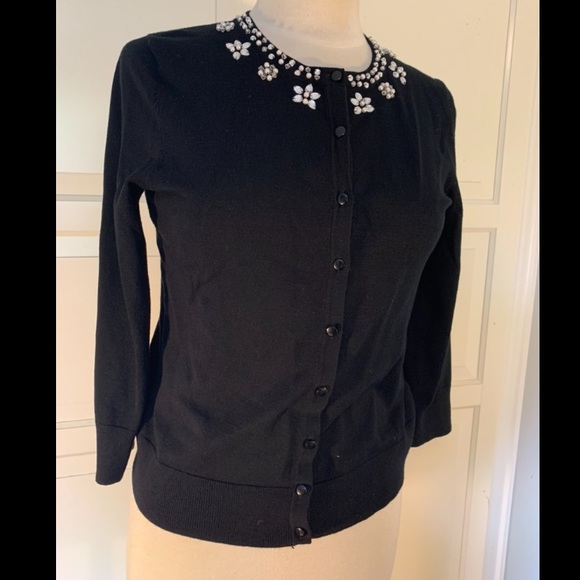 Cable & Gauge Rhinestone Black Cardigan - Picture 1 of 6